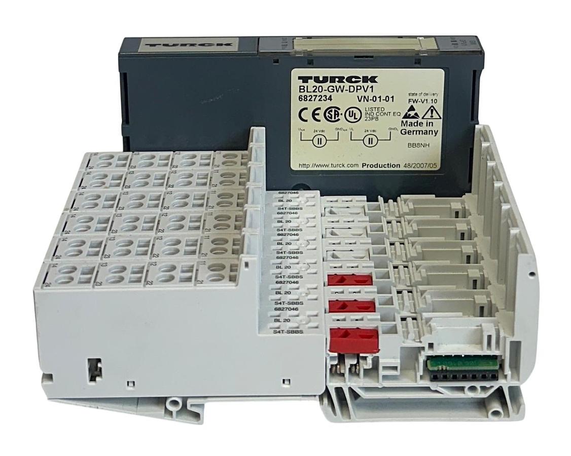 Used TURCK BL20-GW-DPV1 / 6827234 EXPANDABLE I/O GATEWAY MODULE S4T-SBBS 6827046 USNP