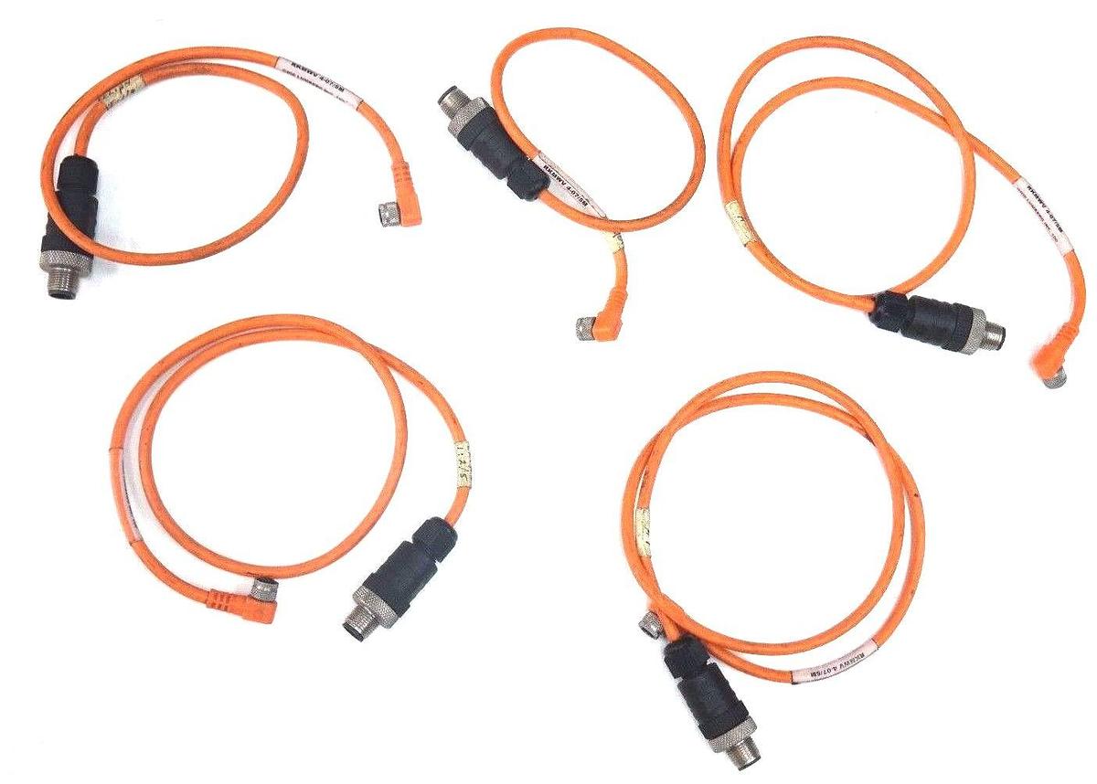 Used LOT OF 5 LUMBERG INC. RKMWV 4-07/5M CONNECTOR CABLES RKMWV4075M