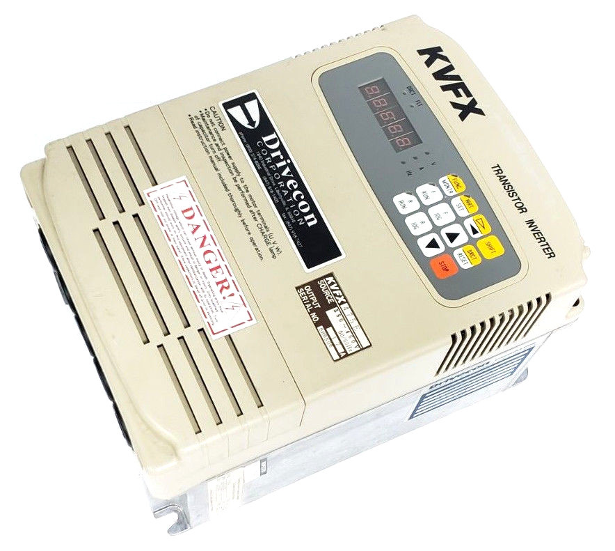 Used DRIVECON KVFX-475-E TRANSISTOR INVERTER 380-460V, 50-60HZ, 17A, 10HP, KVFX475E
