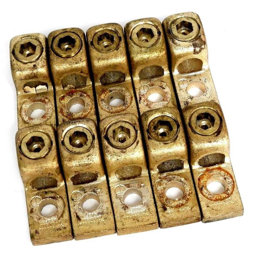 Used LOT OF 10 BURNDY N400-500 COPPER LUG CONNECTORS N400500