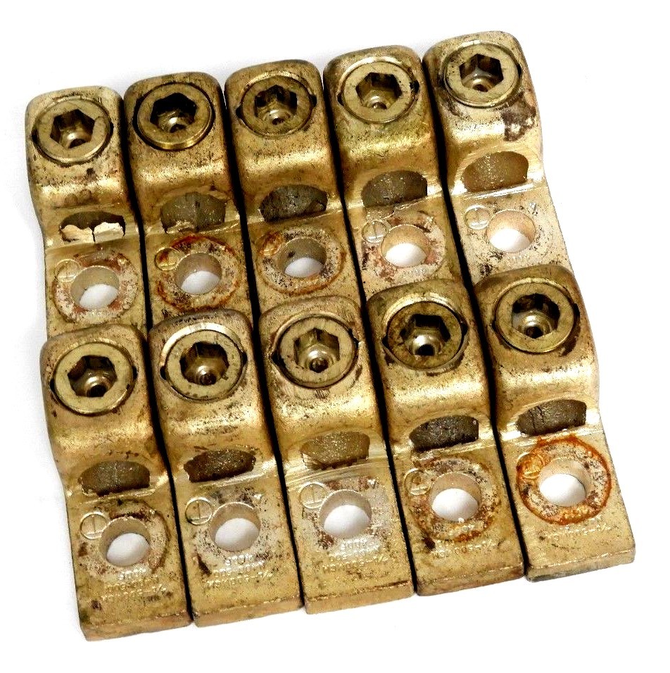 Used LOT OF 10 BURNDY N400-500 COPPER LUG CONNECTORS N400500