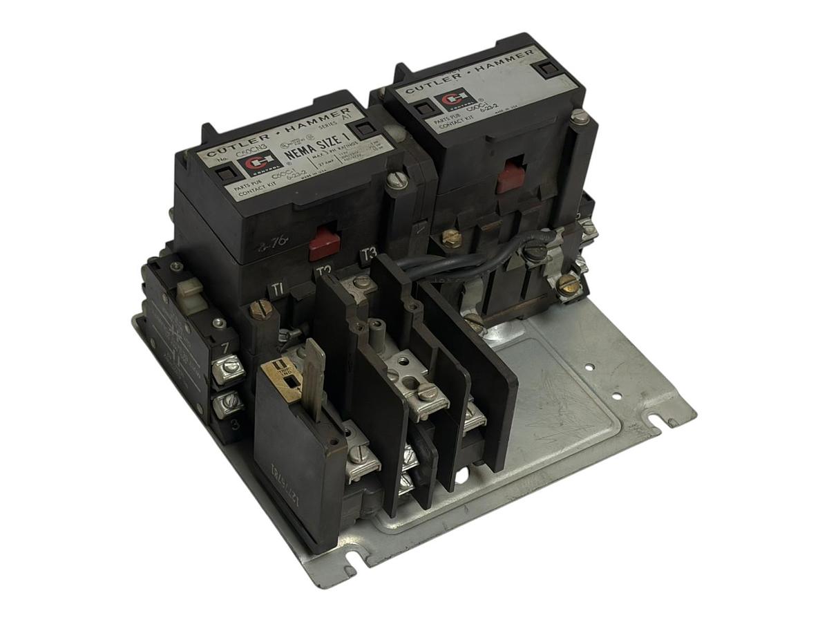Used Cutler Hammer C50CN3 NEMA Size 1 Reversing Contactor Starter 120V Coil C320KB2
