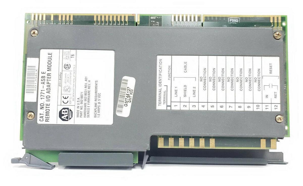 Used ALLEN BRADLEY 1771-ASB/E REMOTE I/O ADAPTER H/W REV: A01 SER. E F/W REV: H