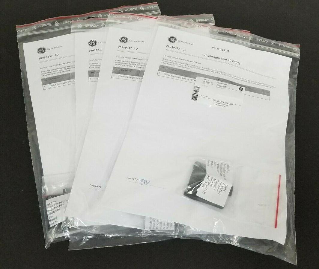 Used LOT OF 4 NEW GE HEALTHCARE 28-9592-37 VALVE DIAPHRAGMS DN10 EPDM 28959237 AD