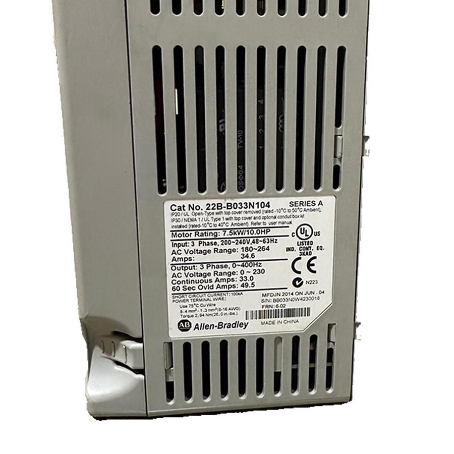 Used ALLEN BRADLEY 22B-B033N104 /A POWERFLEX 40 AC DRIVE 7.5kW/10HP 22BB033N104