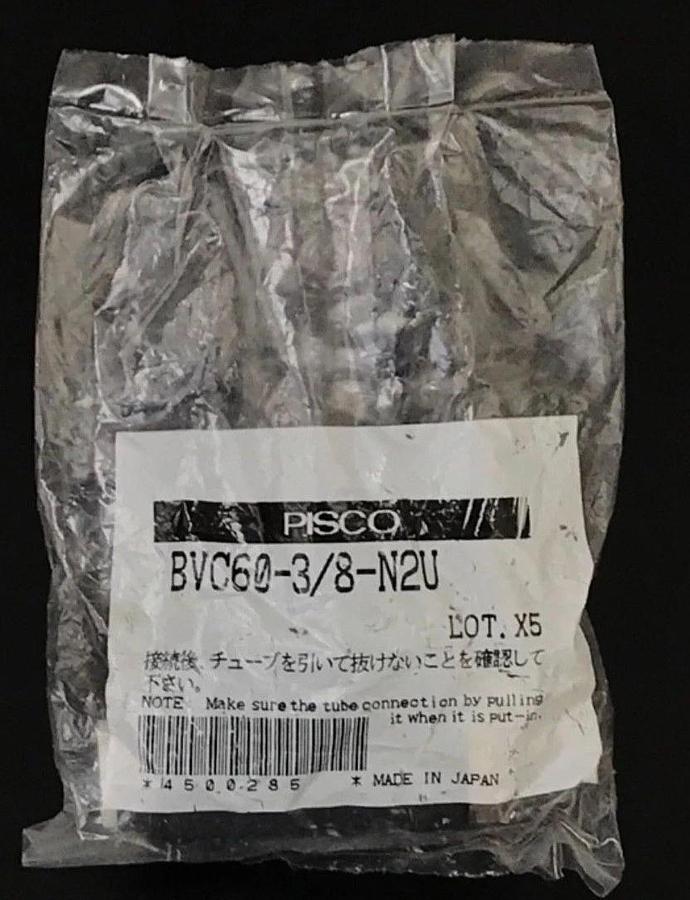 Used NEW PISCO BVC60-3/8-N2U PNUEMATIC BALL VALVE 1/4" TUBE 3/8 NPT MALE
