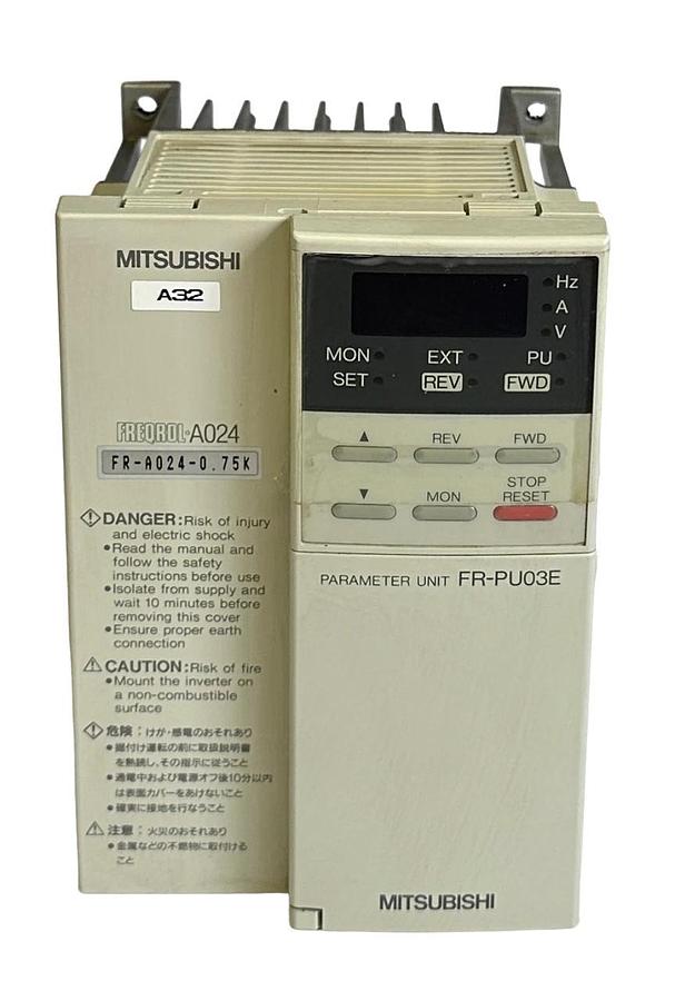 Used MITSUBISHI FR-A024-0.75K / FRA024075K FREQROL-A024 INVERTER FR-PU03E PARAMETER