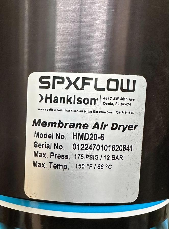 Used NEW SPX HANKISON HMD20-6 / HMD206 MEMBRANE AIR DRYER 3240922 175PSIG / 12 BAR