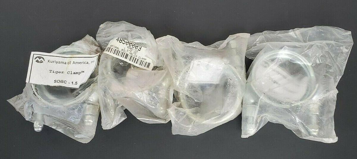 Used LOT OF 4 NEW KURIYAMA SDBC-1.5 DOUBLE BOLT SPRIAL TIGER CLAMPS 1-1/2" ID, SDBC15