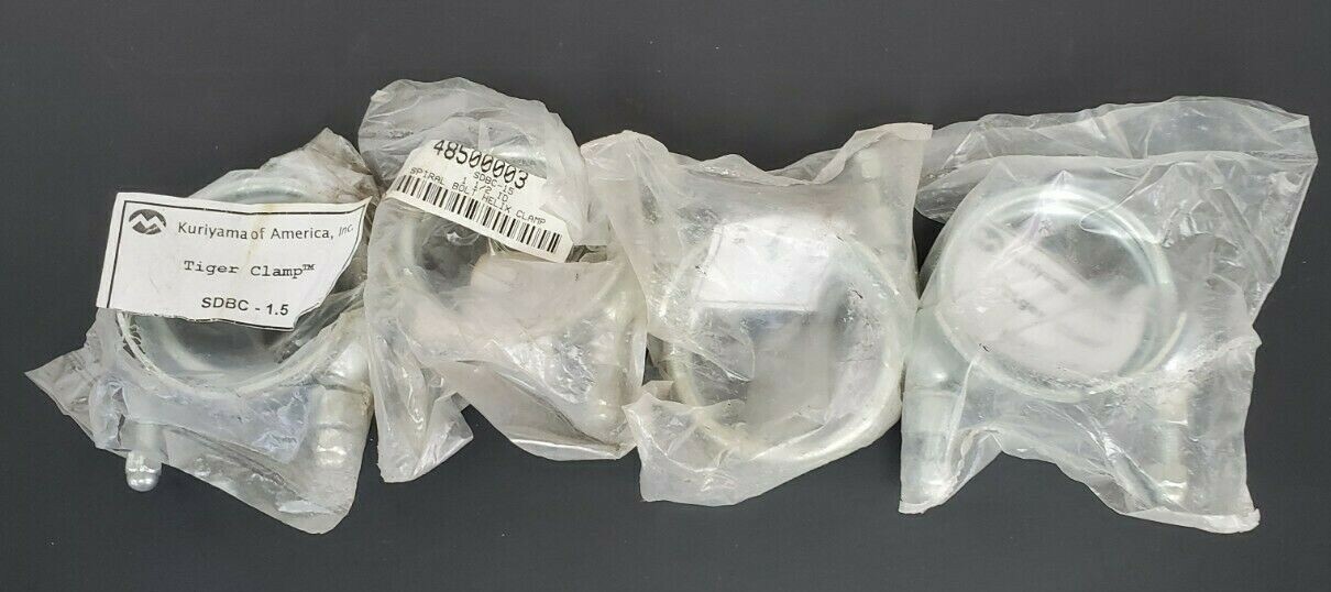 Used LOT OF 4 NEW KURIYAMA SDBC-1.5 DOUBLE BOLT SPRIAL TIGER CLAMPS 1-1/2" ID, SDBC15