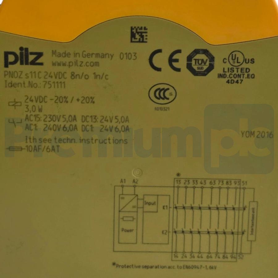 Used Pilz 751111 | PNOZ s11C 24VDC 8 n/o 1 n/c PNOZsigma Expansion Safety Relay NSNP