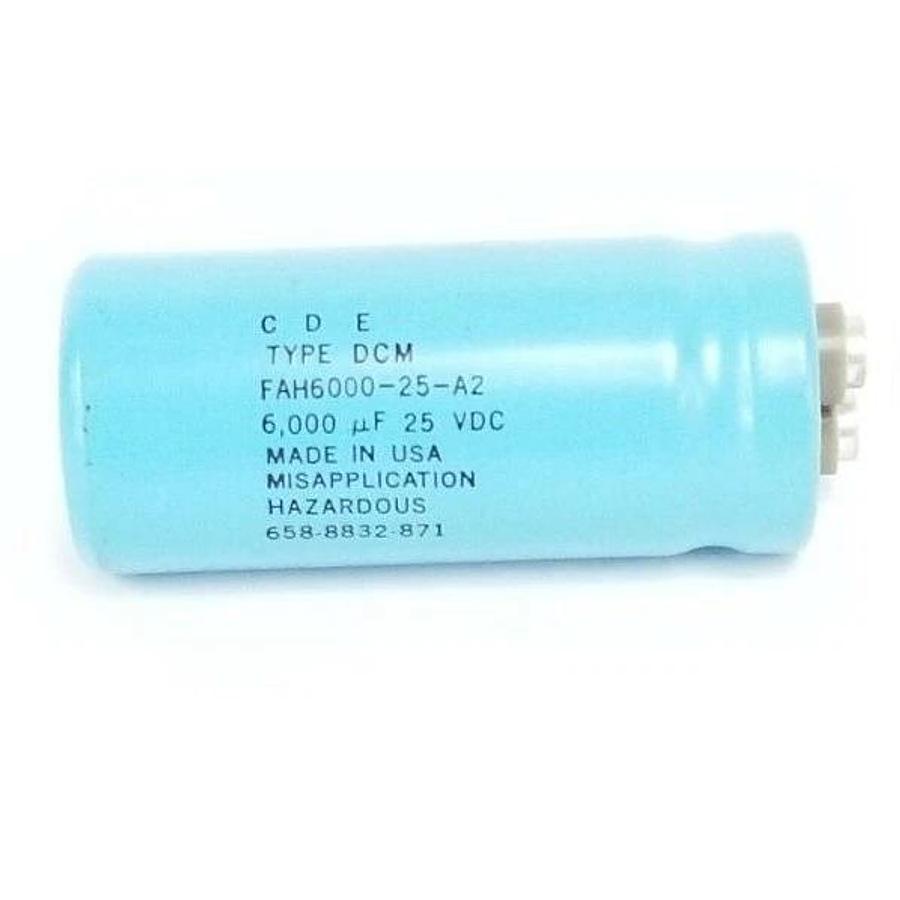 Used CDE FAH6000-25-A2 TYPE DCM CAPACITOR 6000uf, 25VDC, 658-8832-871, FAH600025A2