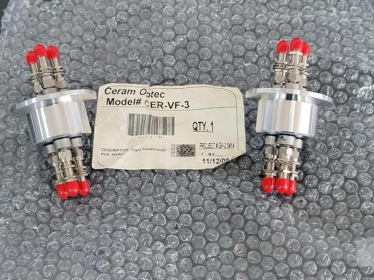 Used LOT OF 2 NEW CERAM OPTEC CER-VF-3 TRIPLE FEEDTHROUGH CERVF3