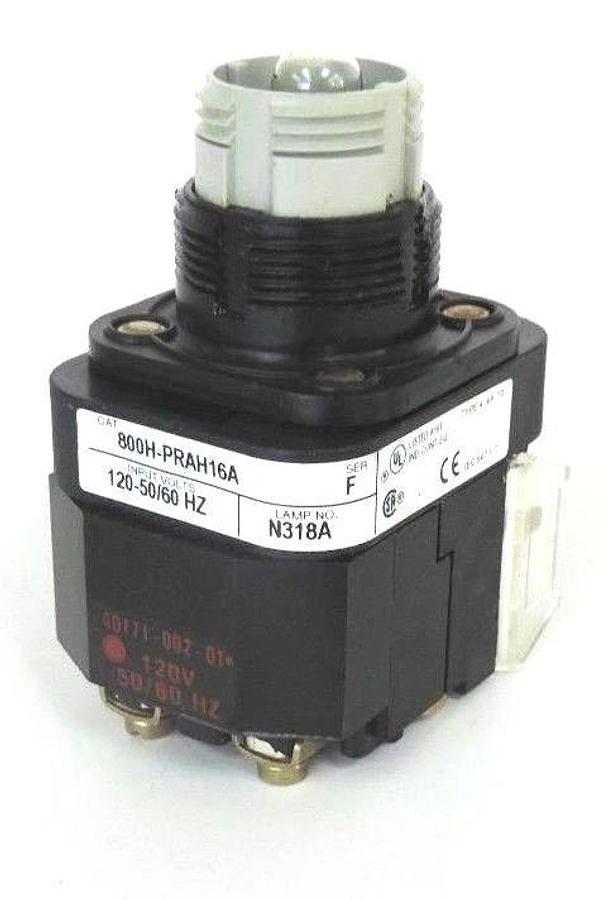 Used ALLEN BRADLEY 800H-PRAH16A PUSHBUTTON 800HPRAH16A SER. F W/ 40171-002-01 120V