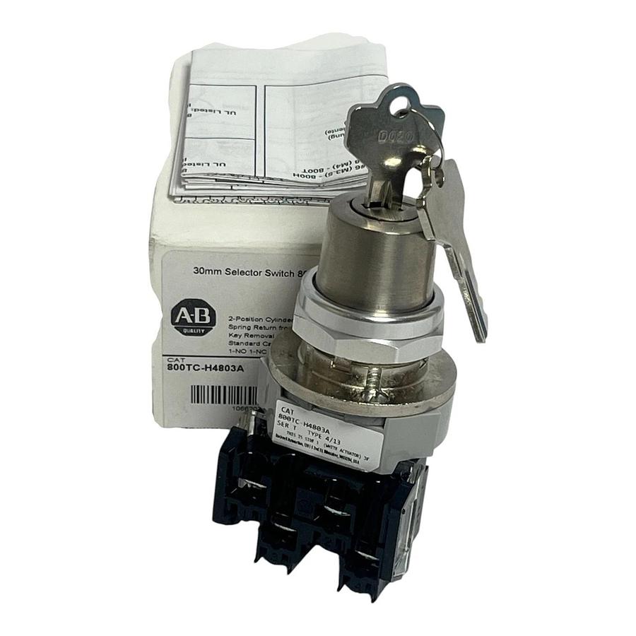 Allen-Bradley 800TC-H4803A 30mm 2-Position Keyed Selector Switch - New In Box