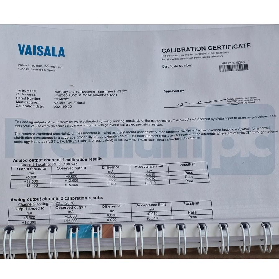Used Vaisala HMT330 7U3D101BCAH100A0EAABAA1 Humidity Temperature Transmitter HMT337