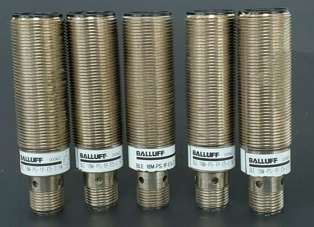 Used LOT OF 5 BALLUFF BLE-18M-PS-1P-E5-C-S4 RECEIVERS 551666, BLE18MPS1PE5CS4, 10-30