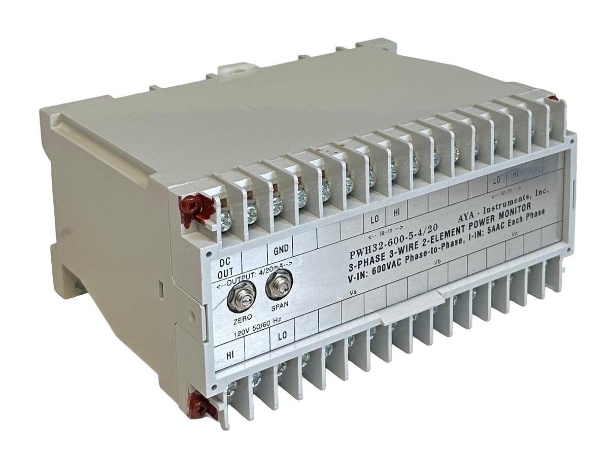 Used NEW AYA INSTRUMENTS PWH32-600-5-4/20 3-PHASE 3-WIRE 2-ELEMENT POWER MONITOR NSNP