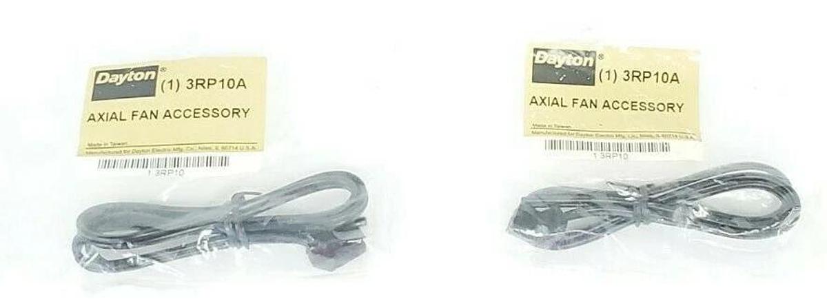 Used LOT OF 2 NEW DAYTON 3RP10A AXIAL FAN ACCESSORY CORD SETS 24 IN LENGTH 90 DEGREE
