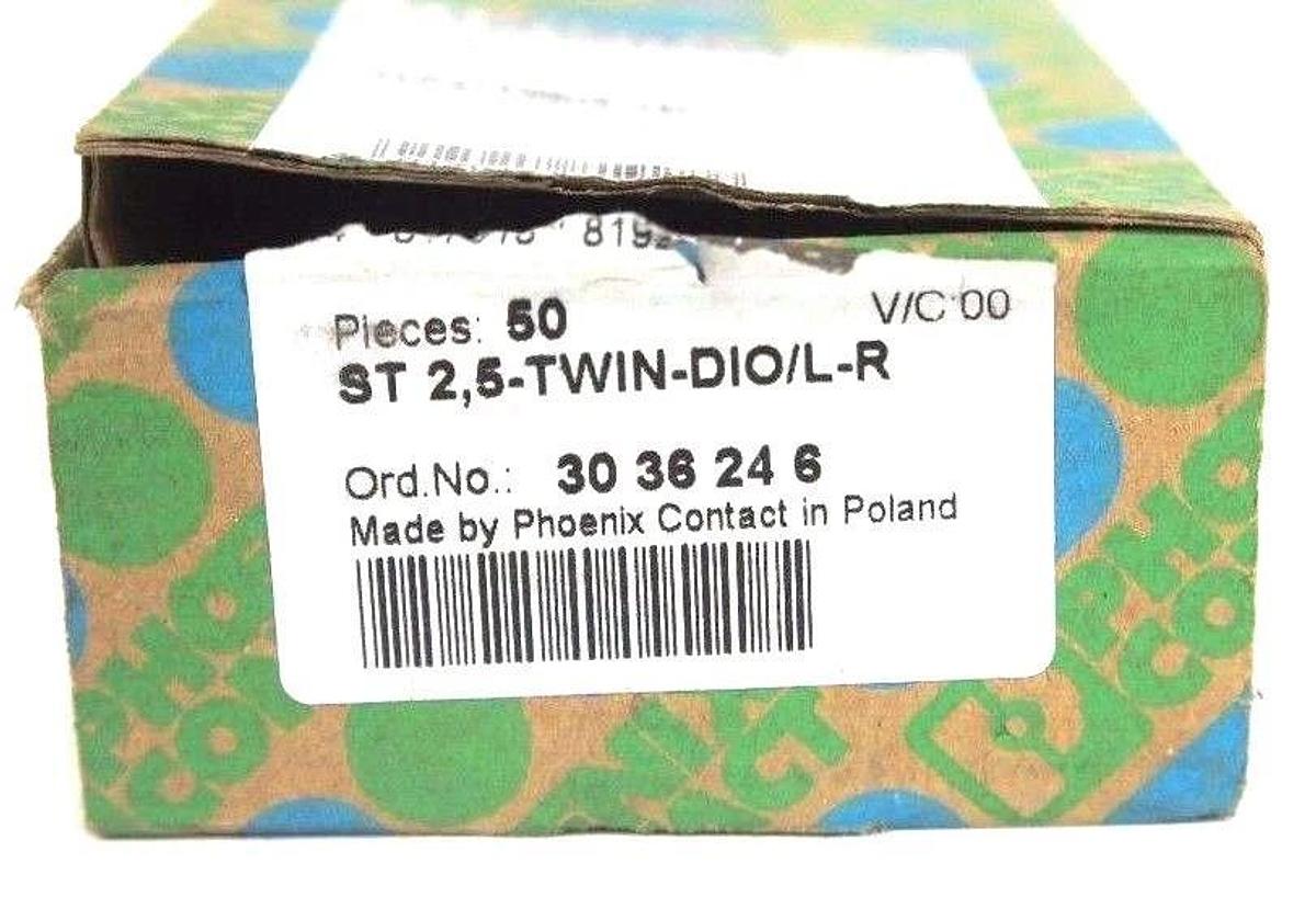 Used BOX OF 34 NEW PHOENIX CONTACT ST 2.5 TWIN-DIO/L-R ORD. NO. 3036246