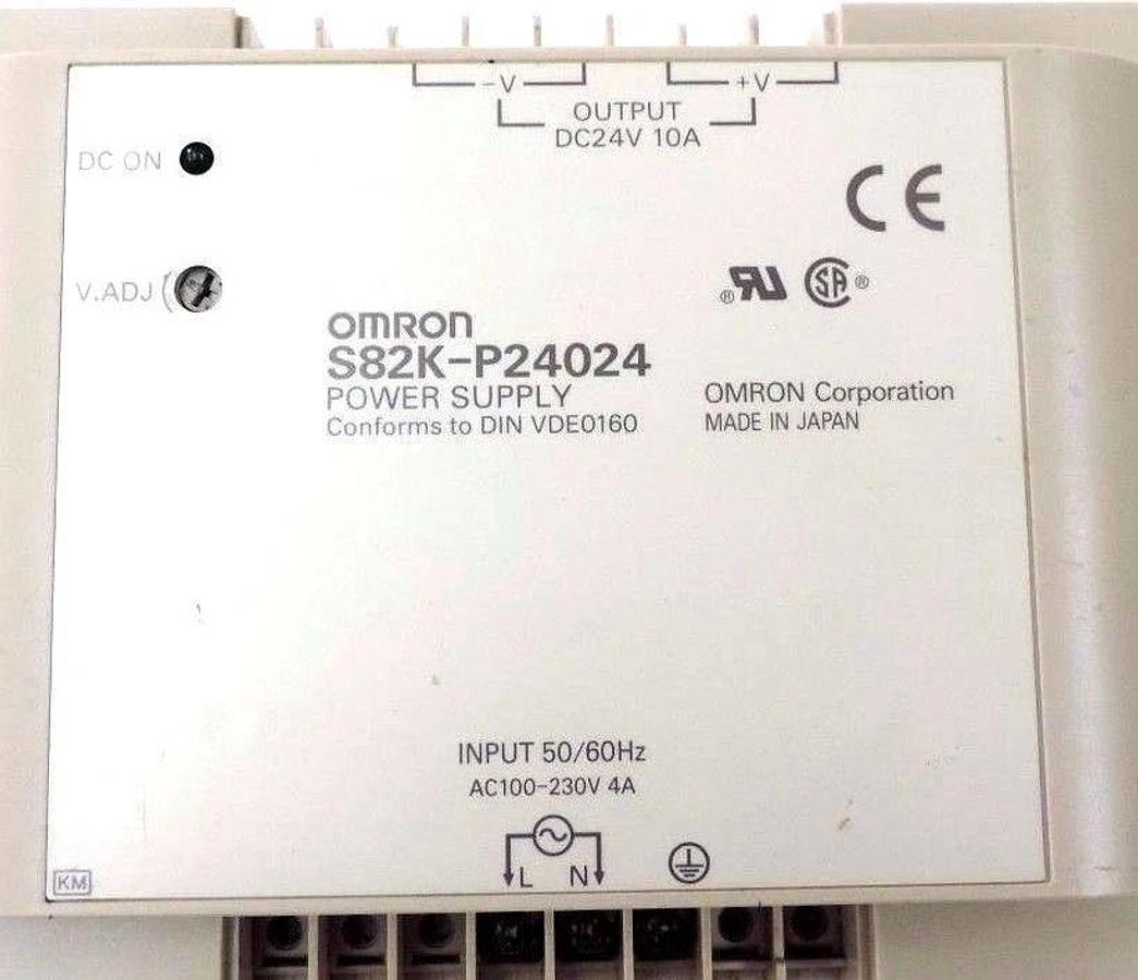 Used OMRON S82K-P24024 POWER SUPPLY 50/60HZ, 100/230VAC, 4A, 24VDC, S82KP24024