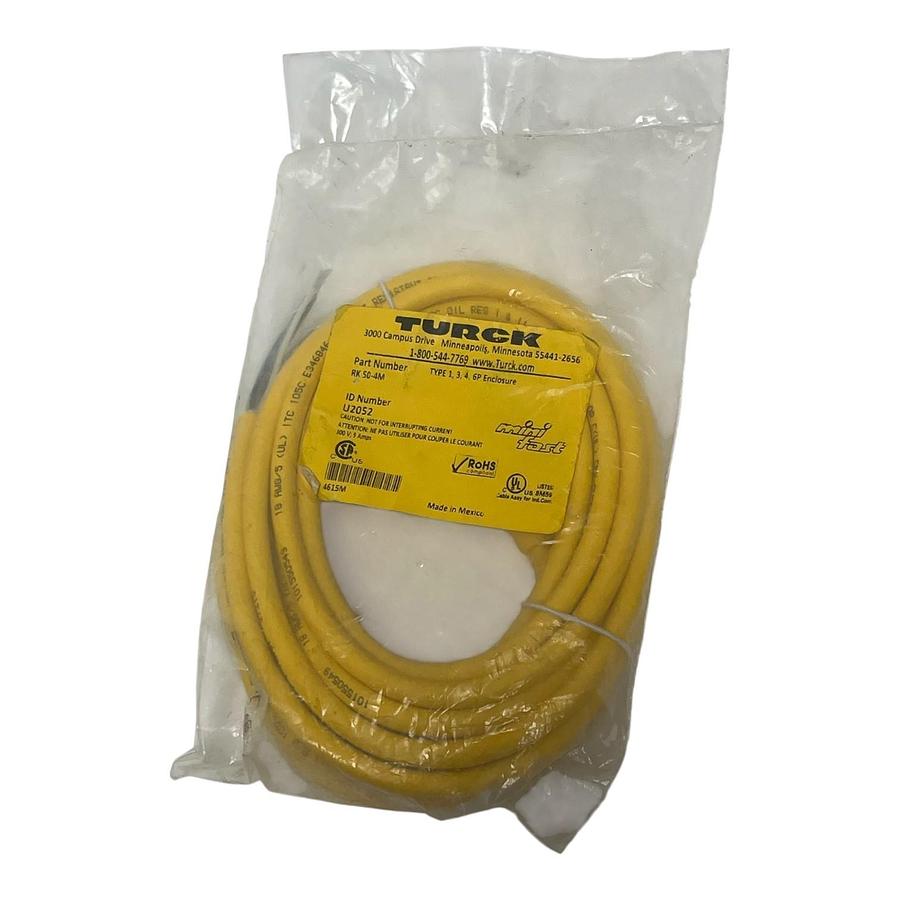 Used Turck RK 50-4M Minifast Cordset 7/8" 5-Pin Female to Bare End 4m Yellow #U2052