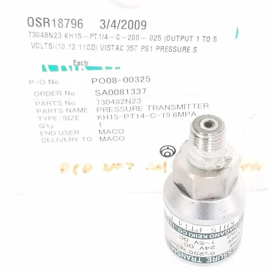 Used NAGANO KEIKI KH15-PT14-C-200-0.5 PRESSURE TRANSMITTER TYPE KH15, 395663, 24V DC