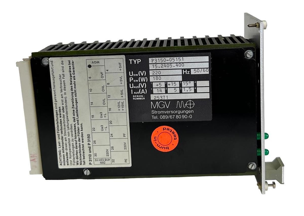 Used NEW MGV MO P3150-05151 / P315005151 POWER SUPPLY 220V 180W 50/60Hz 15.2405.400