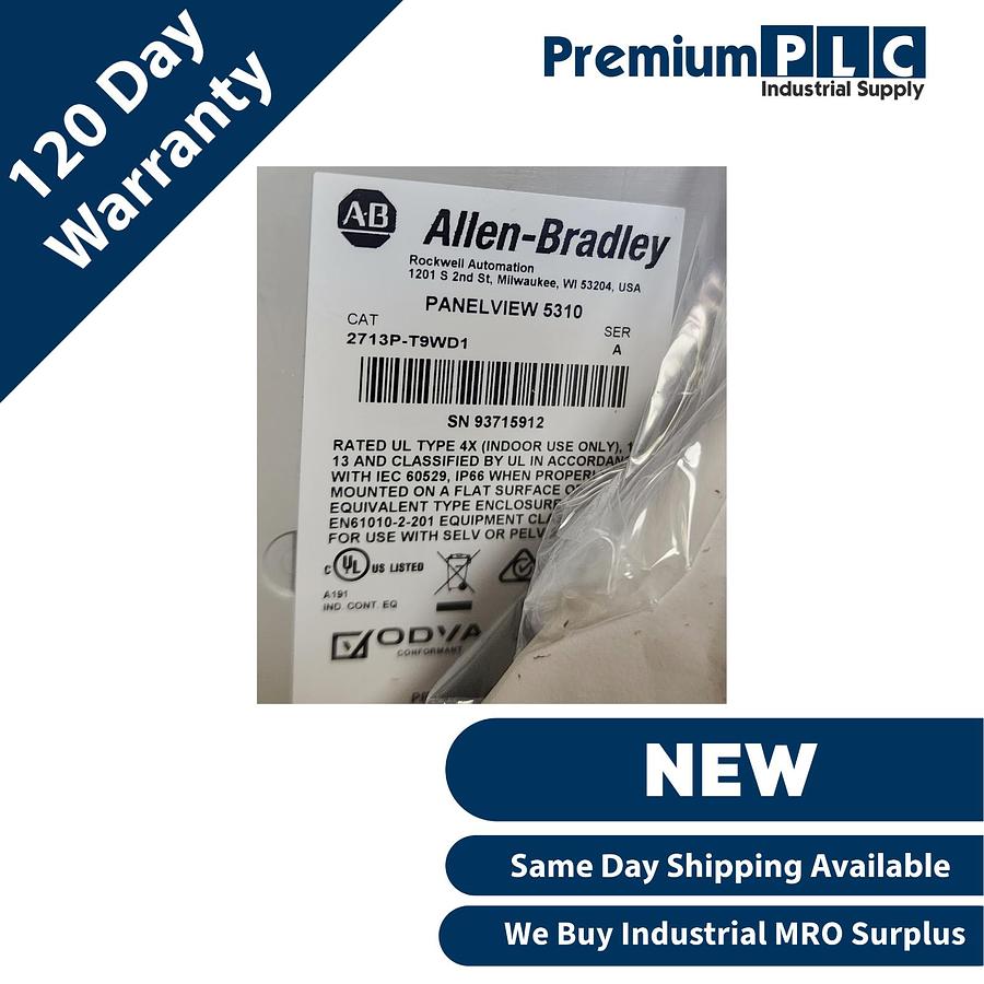 Used NEW ALLEN BRADLEY 2713P-T9WD1 /A PanelView 5310 9" TOUCH SCREEN DISPLAY 24VDC
