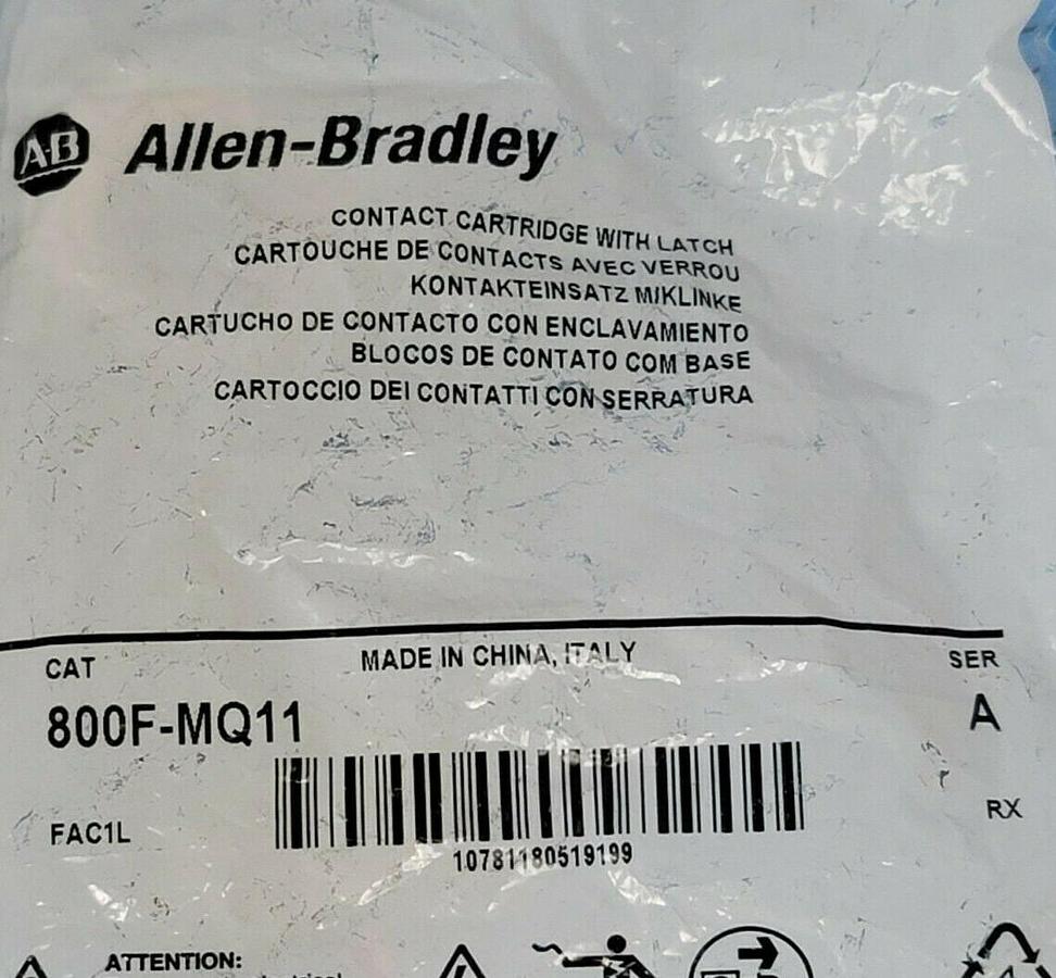 LOT OF 2 NEW ALLEN BRADLEY 800F-MQ11 CONTACT CARTRIDGES W/ LATCHES SER. A