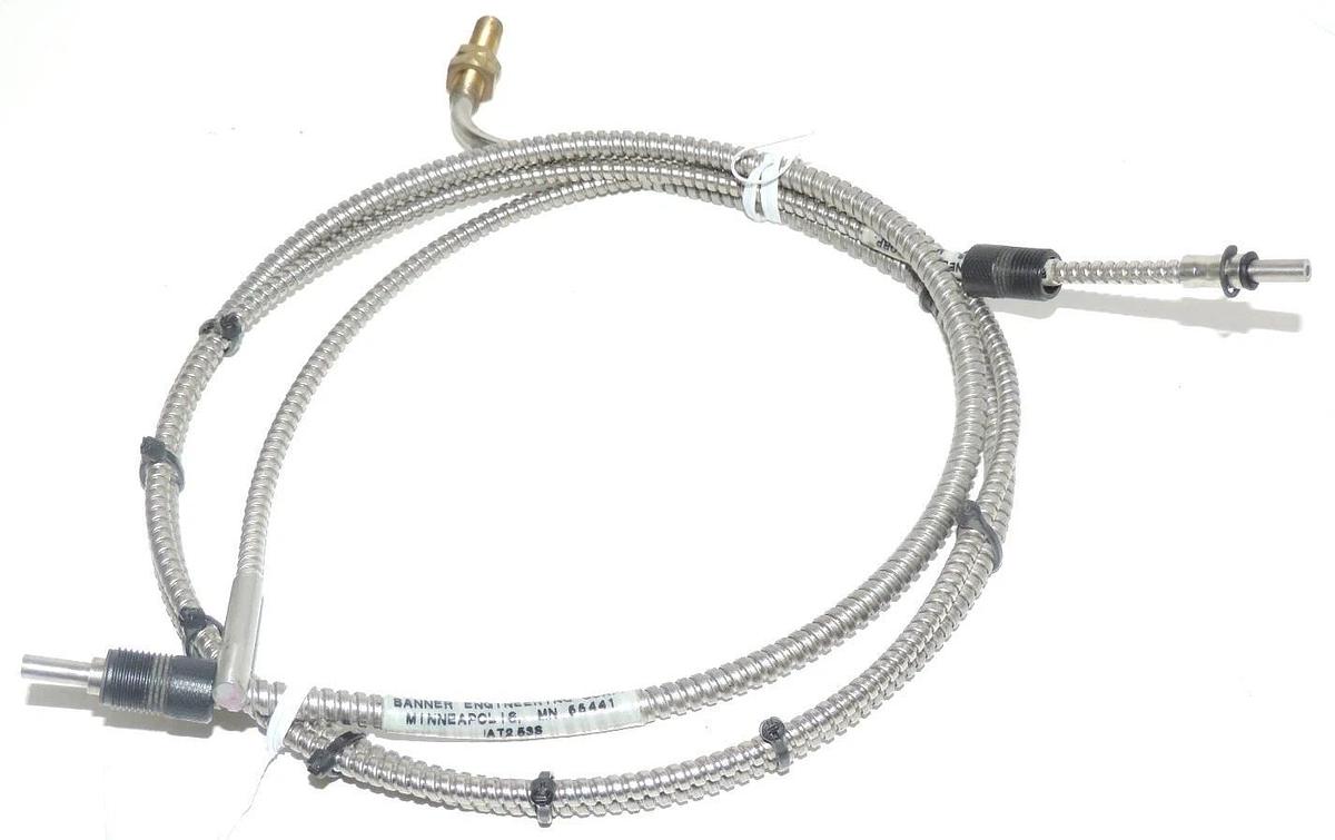 Used LOT OF 2 BANNER IA1.53SMTA FIBER OPTIC CABLES OPPOSED MODE GLASS 3FEET IA153SMTA