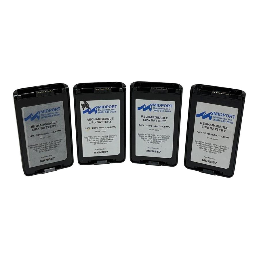 Used Lot of 4 Midport MNKB57 7.4V 2000mAh LiPo Batteries for Kenwood KNB-57L KNB-35L