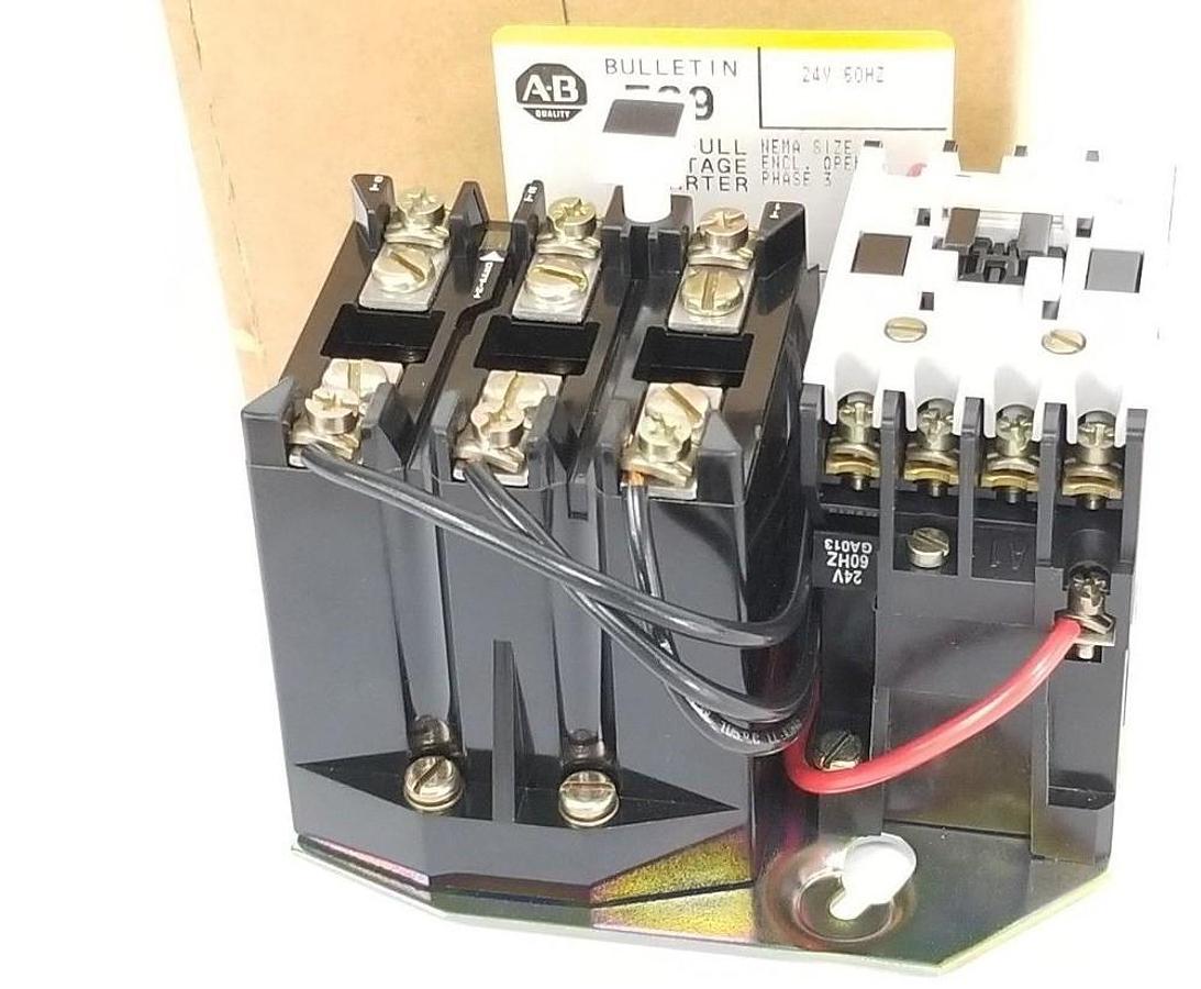 Used NIB ALLEN BRADLEY 509-TOJ FULL VOLTAGE STARTER 24V, 50HZ, SER. B, 509TOJ