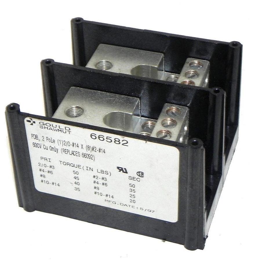 Used GOULD SHAWMUT 66582 POWER DISTRIBUTION BLOCK 2POLE
