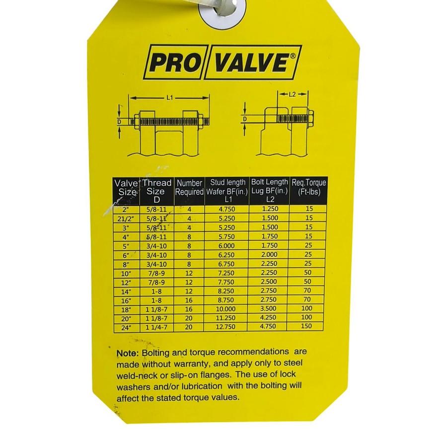 Used Pro Valve Series 500 5 Inch Lug Style Butterfly Valve DN125 200 PSI 304 SS Disc