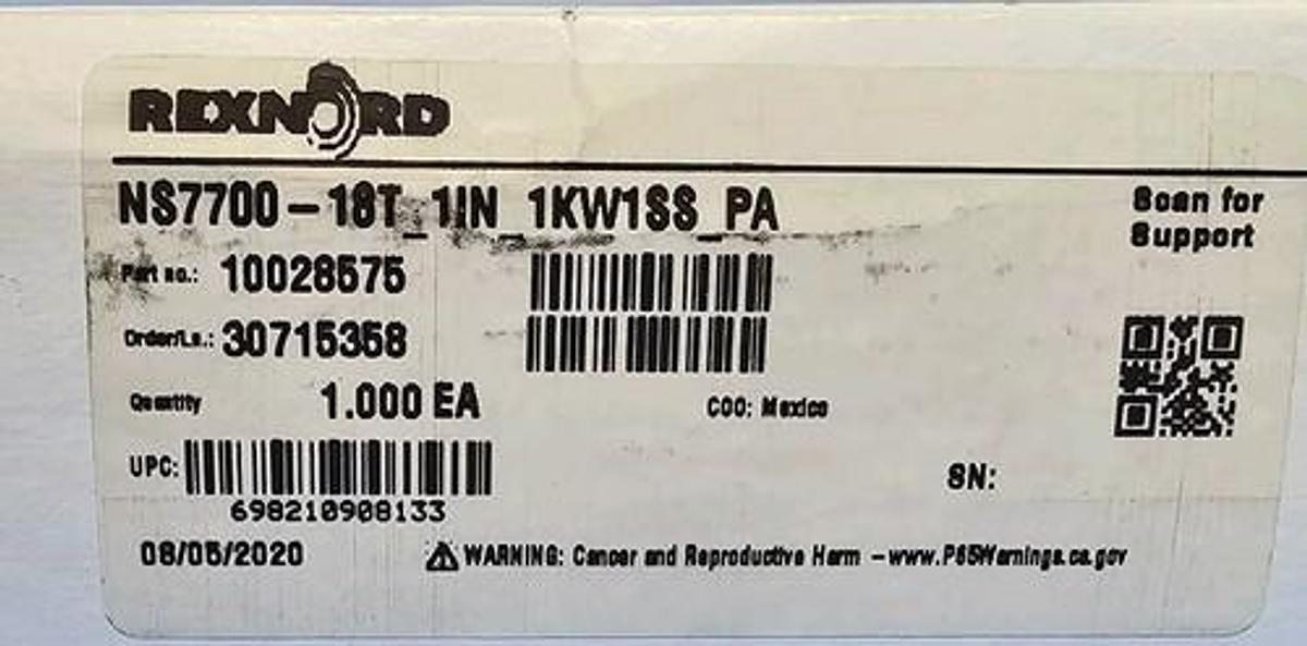 Used NIB REXNORD 10028575 SPROCKET NS7700-18T_1IN_1KW1SS_PA