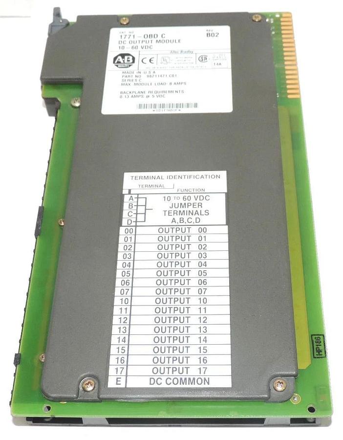 Used ALLEN BRADLEY 1771-OBD/C DC OUTPUT MODULE 1771OBD REV. B02, 10-60 VDC