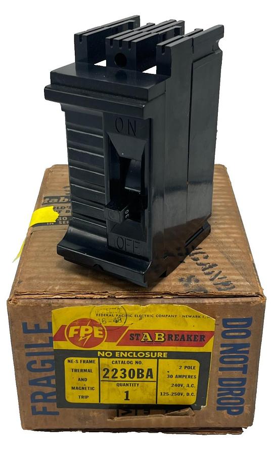 Used FPE 2230BA Federal Pacific 30 Amp 2 Pole Circuit Breaker 2230 Type NES 240V