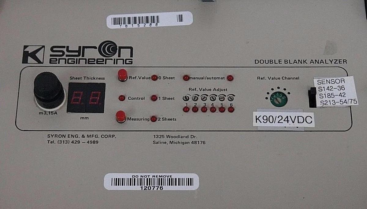 Refurbished REPAIRED SYRON K90-24V DOUBLE BLANK ANALYZER K9024V
