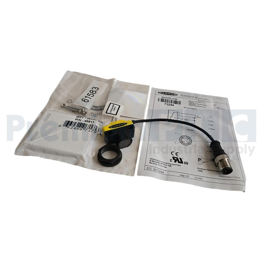 BANNER QS18VP6LLPQ5 QS18 PHOTOELECTRIC SENSOR 10-30VDC P/N 73244 W/ACCS NSMP