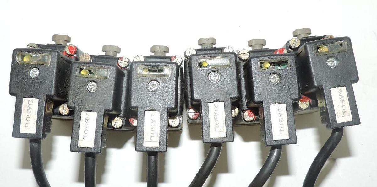 Used LOT OF 6 BURKERT 0331 SOLENOID VAVLVES WITH CNE MA6-V5 CONNECTOR CABLES
