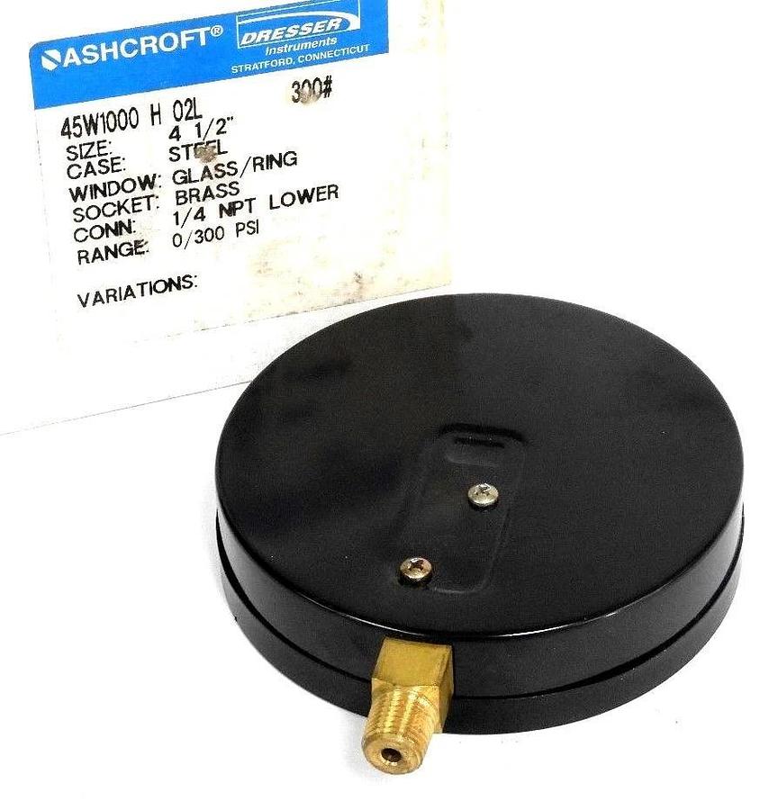 NIB ASHCROFT 45W1000 H 02L 300# PRESSURE GAUGE 4 1/2" 45W1000H02L