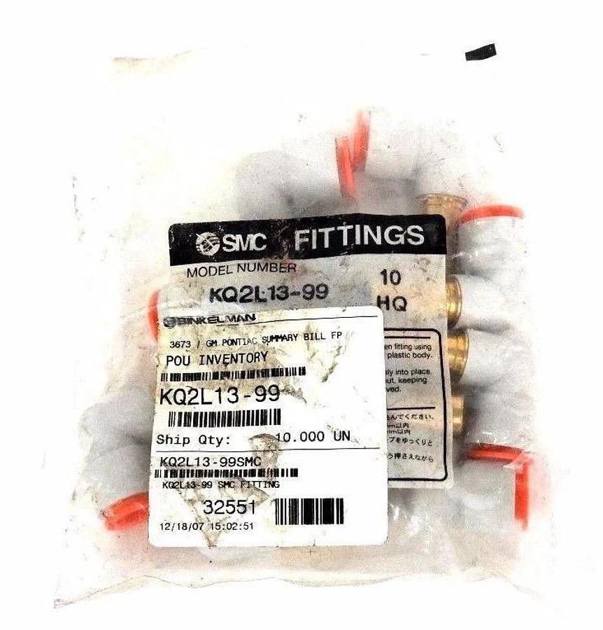 Used BAG OF 10 NEW SMC KQ2L13-99 PLUG-IN ELBOW FITTINGS KQ2L1399
