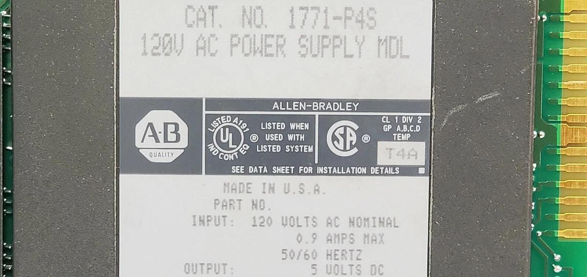 Used LOT OF 8 ALLEN BRADLEY 1771-P4S AC POWER SUPPLY MODULES 120V