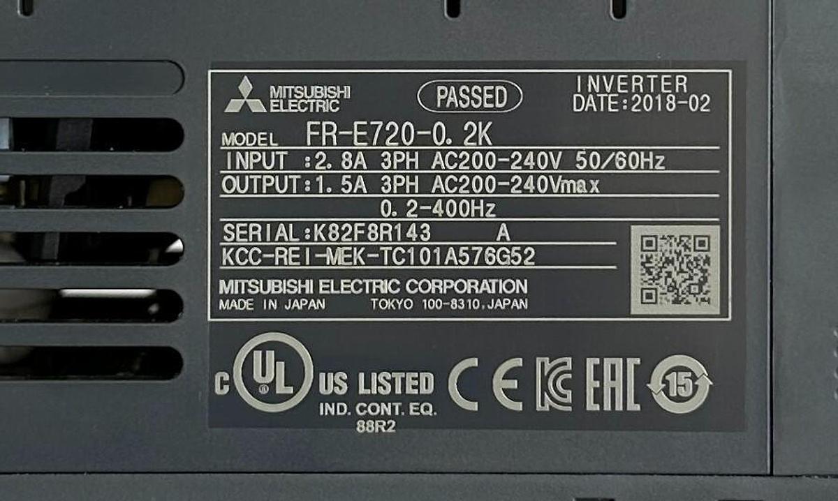 Used NEW MITSUBISHI ELECTRIC FR-E720-0.2K / FRE72002K COMPACT INVERTER 200-240VAC 3PH