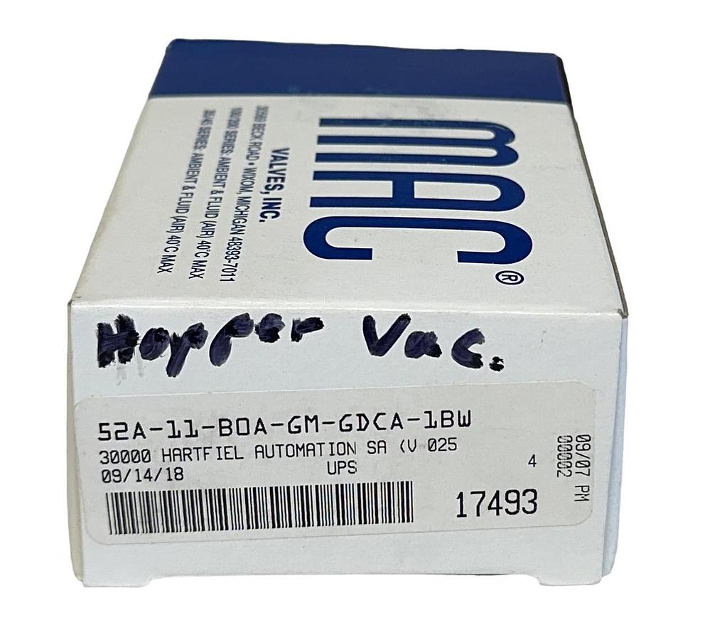 NEW MAC 52A-11-BOA-GM-GDCA-1BW SOLENOID VALVE 20-120PSI 24VDC 1.8W NSMP