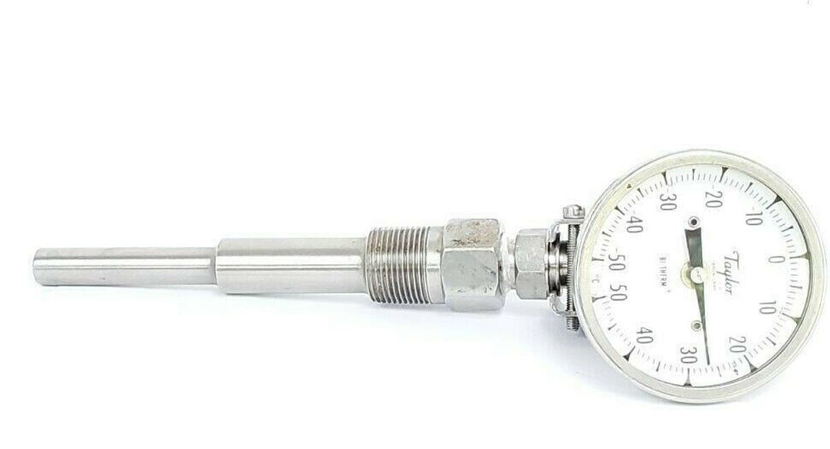 Used TAYLOR SYBRON -50 TO 50 DEGREE CELSIUS BI-THERM THERMOMETER, 4.5" PROBE