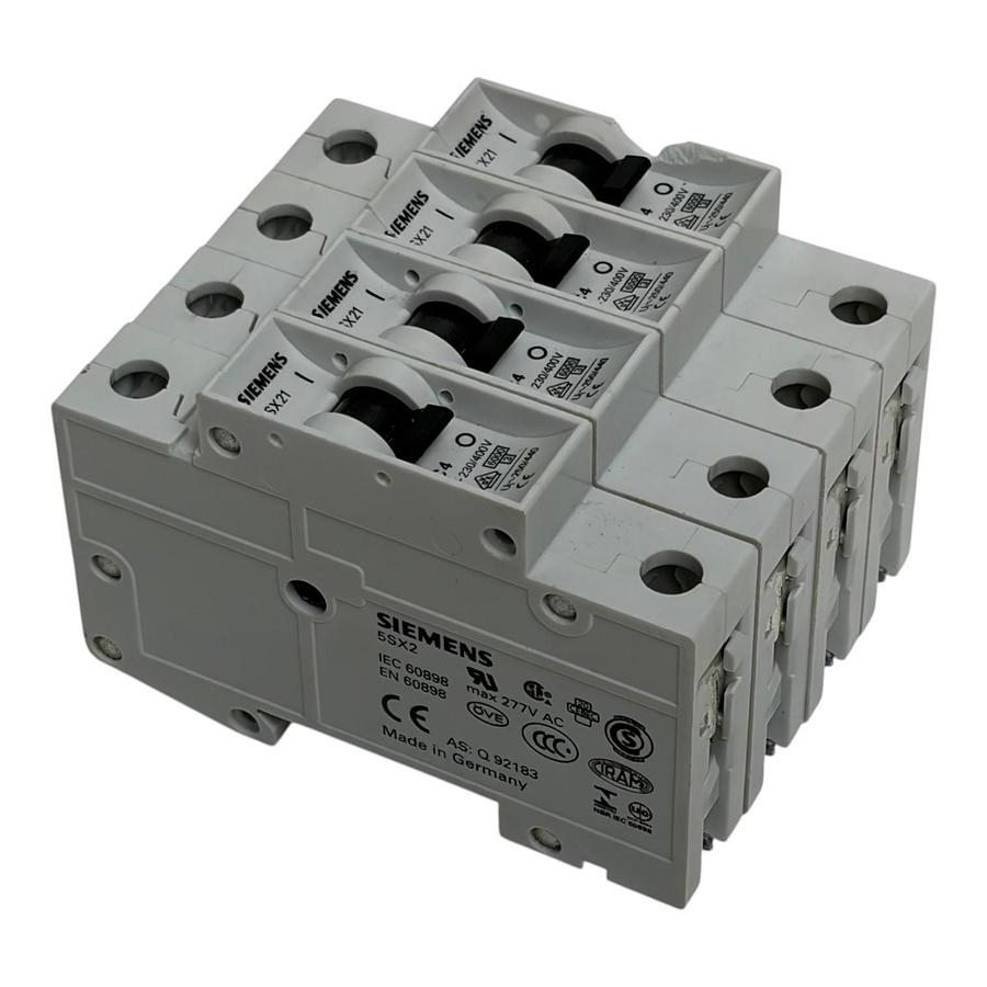 Lot of 4 Siemens 5SX21 C4 Miniature DIN Rail Circuit Breaker 4A 1-Pole
