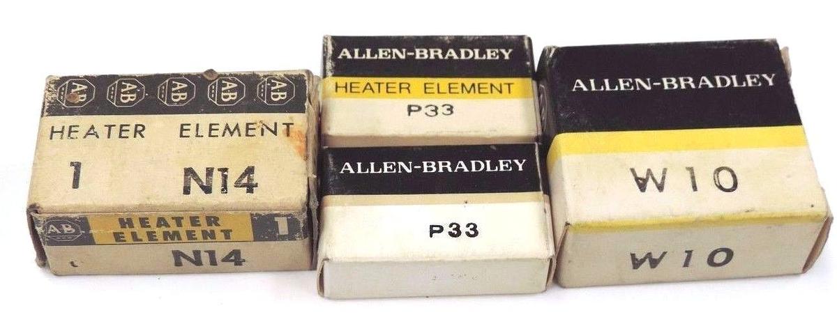 Used LOT OF 4 NIB ALLEN BRADLEY HEATER ELEMENTS (2) P33 (1) W10 (1) N14