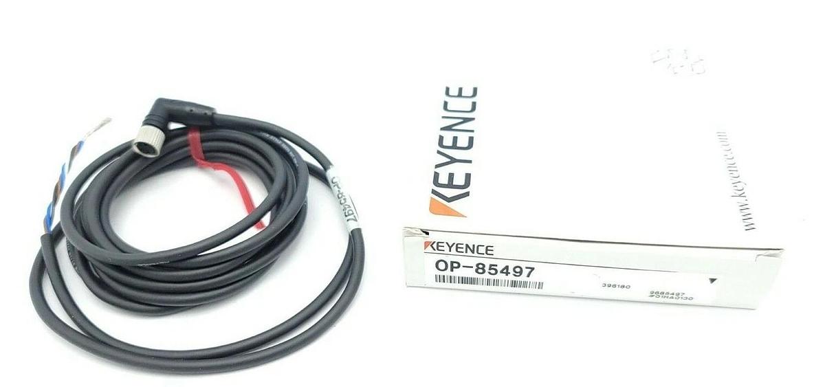 Used NIB KEYENCE OP-85497 CORDSET 4PIN FEMALE L-SHAPED CONNECTOR OP85497